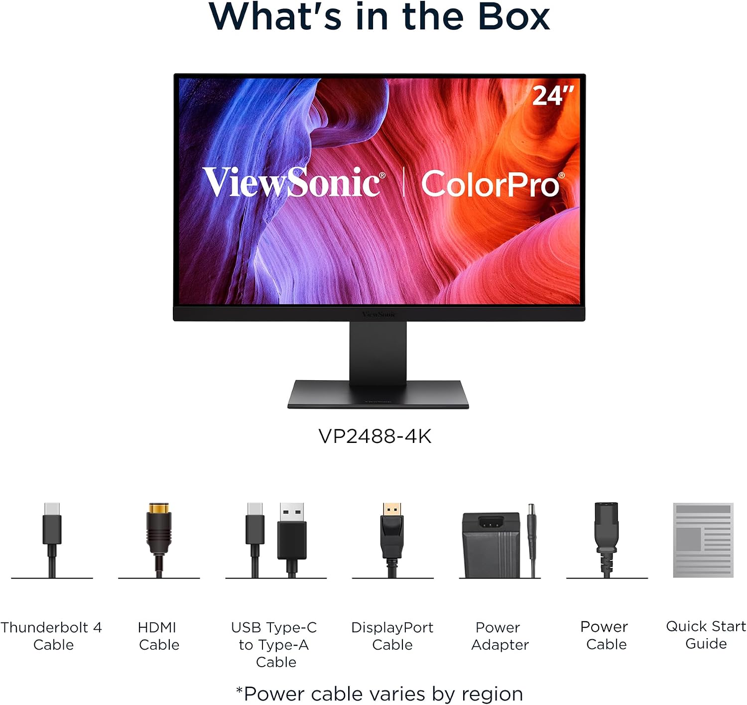 ViewSonic VP2488-4K 24 Inch 4K Mac-Ready Monitor, IPS with 100% sRGB, 98% DCI-P3 and Pantone Validated for Mac Studio and MacBook Pro, Advanced Ergonomics, Thunderbolt 4, USB, HDMI, and DisplayPort