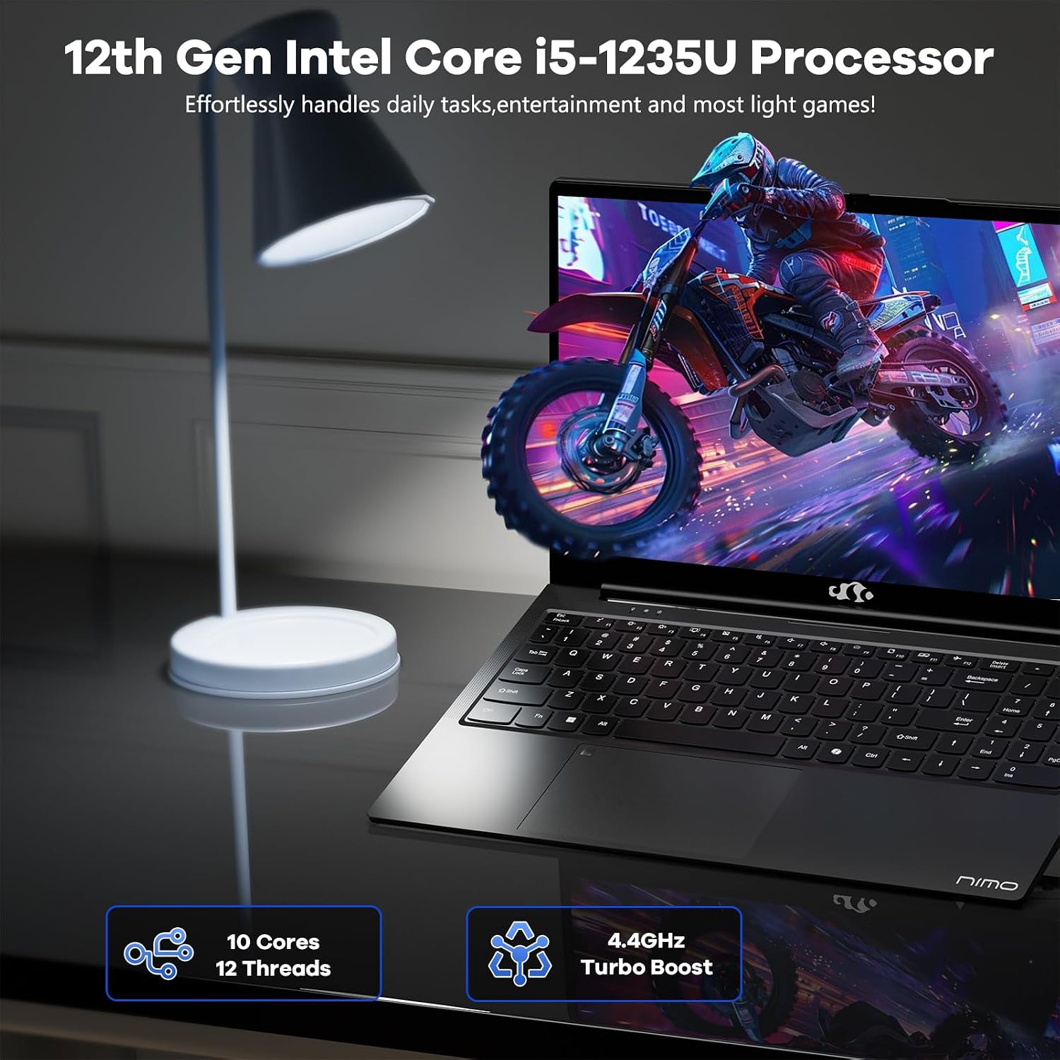 NIMO 15.6' FHD lPS-Business-Laptop, 10 Cores Intel i5-1235U 64GB RAM 2TB SSD (Beat i7-1165G7, Up to 4.4 GHz) Computer with 100W Type-C Fingerprint Backlit Keyboard WiFi 6 BT5.2 Win 11