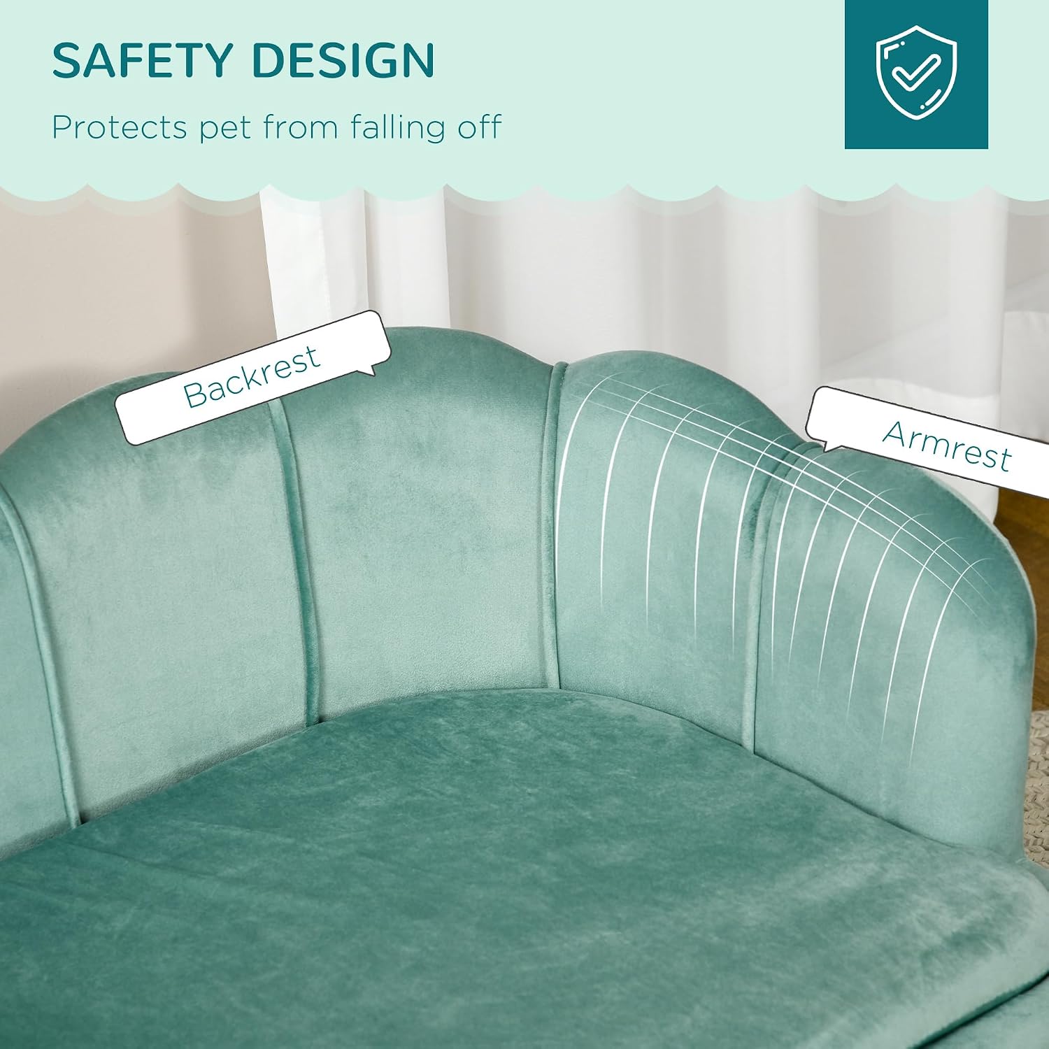 PawHut Velvet Large Dog Couch with Foam Cushion, Soft and Cute Bed with Pearl Design, Sofa for Big and Medium Dogs, Green