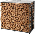 VEVOR Firewood Rack with Sloped Roof, 4 ft Outdoor Firewood Holder, 1/4 Cord Log Storage Shed, 660lb Max Weight Capacity, Powder-Coated Metal Wood Storage Rack for Fireplace Deck Backyard Garden