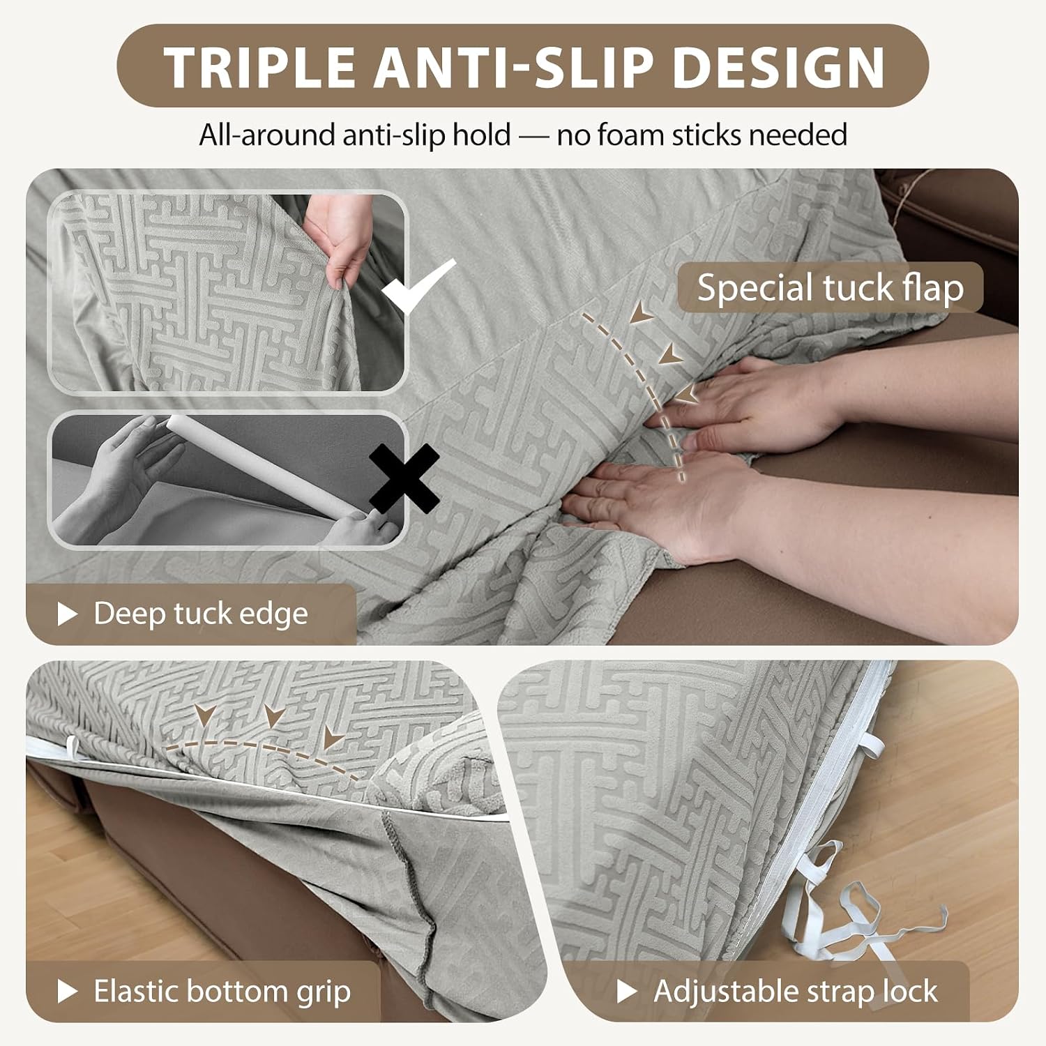 L Shape Sectional Couch Covers 1-Piece Stretch Corner Couch Covers Sofa Cover Non Slip Washable Sofa Slipcovers Soft Fleece Furniture Protector for Dogs Pet (X-Large, Ash Gray)