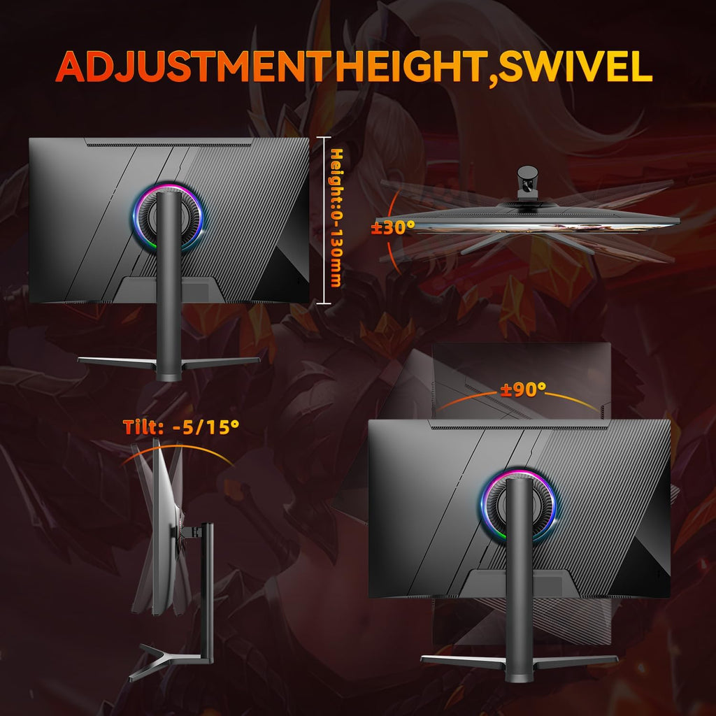 CUNPU 32 Inch 4k Gaming Monitor, 144Hz UHD Fast IPS Panel, 1ms GTG, sRGB 120%,10 Bit, Gsync & FreeSync, Support Xbox PS5 4k 120Hz VRR ALLM, HDMI 2.1,DP 1.4, Height/Vertical Adjustment