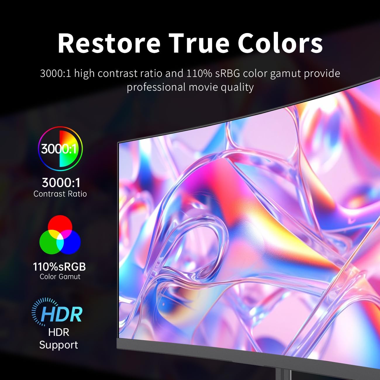 KTC 24 Inch Curved Gaming Monitor, 180Hz FHD 1080P Frameless Computer Monitor, Freesync/G-Sync Support, 99% sRGB, 3000:1 Contrast, HDMI, DisplayPort, Wall Mountable/Tilt Adjustable, H24S17