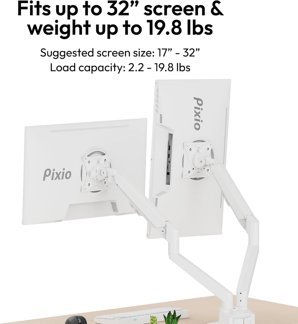 Pixio Two PX279 Wave White 27 inch 240Hz Refresh Rate FHD 1080p Resolution Fast IPS Panel 1ms GTG Resonse Time Gaming Monitor and PS1D Wave White Dual Monitor Arm