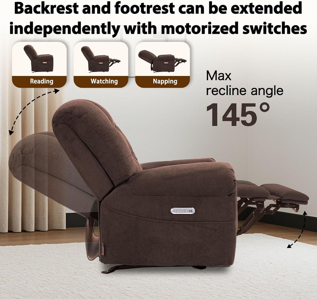 EONIX Mordern Massage Rocker Recliner Chair, Dual Motor Power Rocking Recliners for Small Spaces, Lazy Boy Recliner Chair with Heat and Massage for Living Room, Bedroom, Study, Coffee