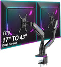 AVLT RGB Lights Dual 17'-43' Gaming Monitor Arm Desk Mount, Fits Two Flat/Curved/Ultrawide Screen up to 44lbs(20kg), Height Swivel Tilt Adjustable Stand - Black