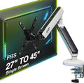 AVLT Single 27'-45' RGB Gaming Monitor Arm Desk Mount Built-in 20 Lighting Modes Touch Button Control Fits Flat/Curved/Ultrawide Screens Height Swivel Tilt Rotation Adjustable Stand -White