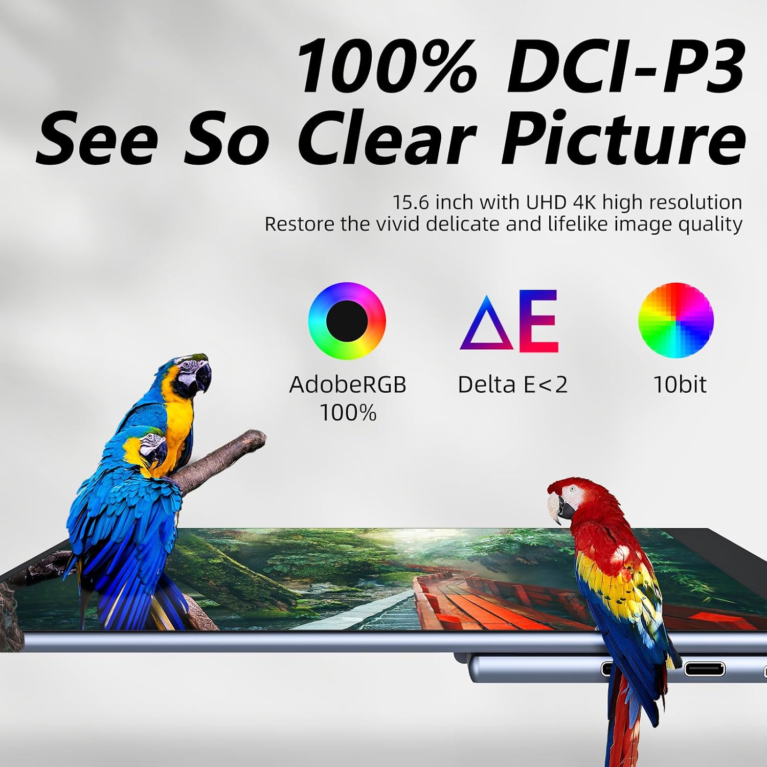 Upperizon Portable Monitor 15.6 inch 4K UHD 3840X2160 100000:1 100% DCI-P3 60Hz OLED Touchscreen HDR HDMI USB-C Travel Monitor for Laptop MacBook PC Surface PS5 Xbox, External Display with Kickstand