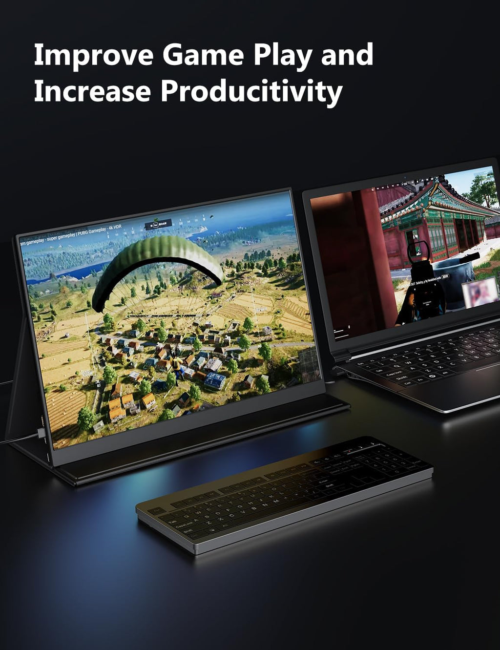 MAGICRAVEN 165Hz Portable Gaming Monitor, 16' 1920x1200 500 Nits Laptop Monitor, Second Computer Display with Speakers, Dual Screen Travel Monitor for PC Phone PS5/4 Xbox Switch