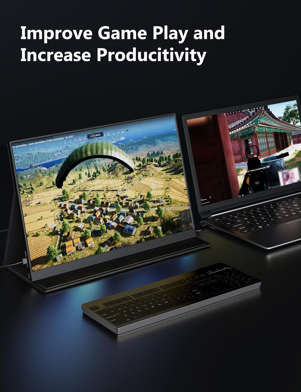 MAGICRAVEN 165Hz Portable Gaming Monitor, 16' 1920x1200 500 Nits Laptop Monitor, Second Computer Display with Speakers, Dual Screen Travel Monitor for PC Phone PS5/4 Xbox Switch