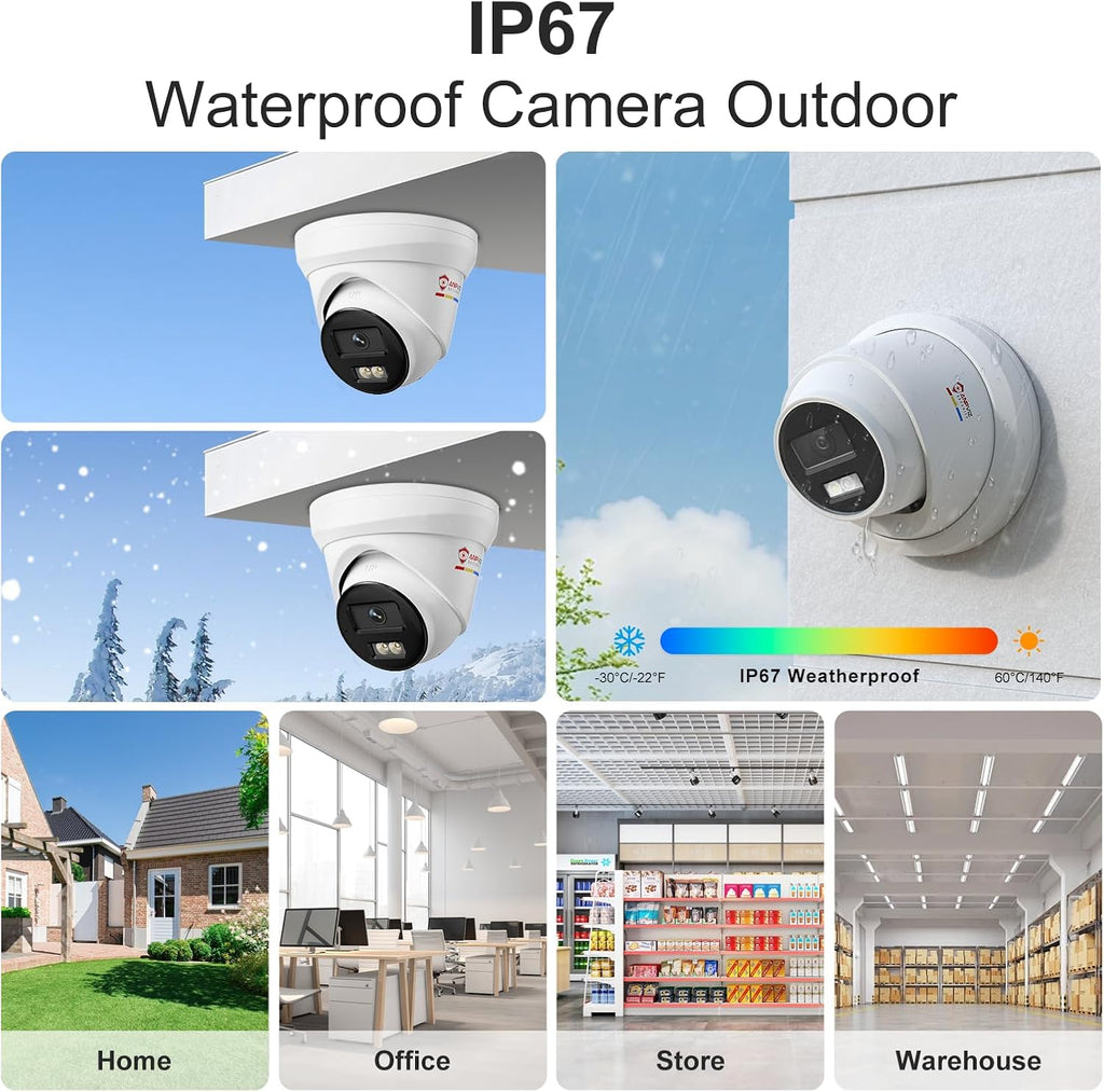 Anpviz 4K 16CH PoE Security Camera System, Smart Color Night Vision, 8X H.265+ Wired 8MP IP Cameras Outdoor with Mic, Human Vehicle Detection, 4TB HDD 16 Channel 12MP NVR, 24/7 Recording(H Series)