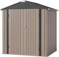 JUMMICO Metal Outdoor Storage Shed 6 x 8 FT Metal Shed with Lockable Door,Waterproof Garden Tool Shed Storage House for Backyard Patio Lawn,Brown