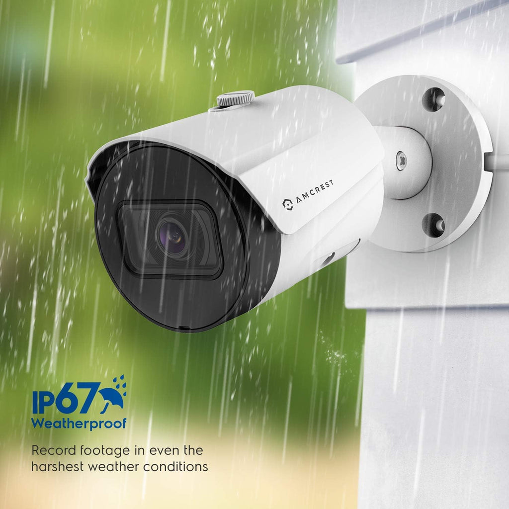 Amcrest 5MP Security Camera System, 4K 8CH PoE NVR, (4) x 5-Megapixel 2.8mm Wide Angle Lens Weatherproof Metal Bullet POE IP Cameras, Pre-Installed 2TB Hard Drive, NV4108E-IP5M-B1186EW4-2TB (White)