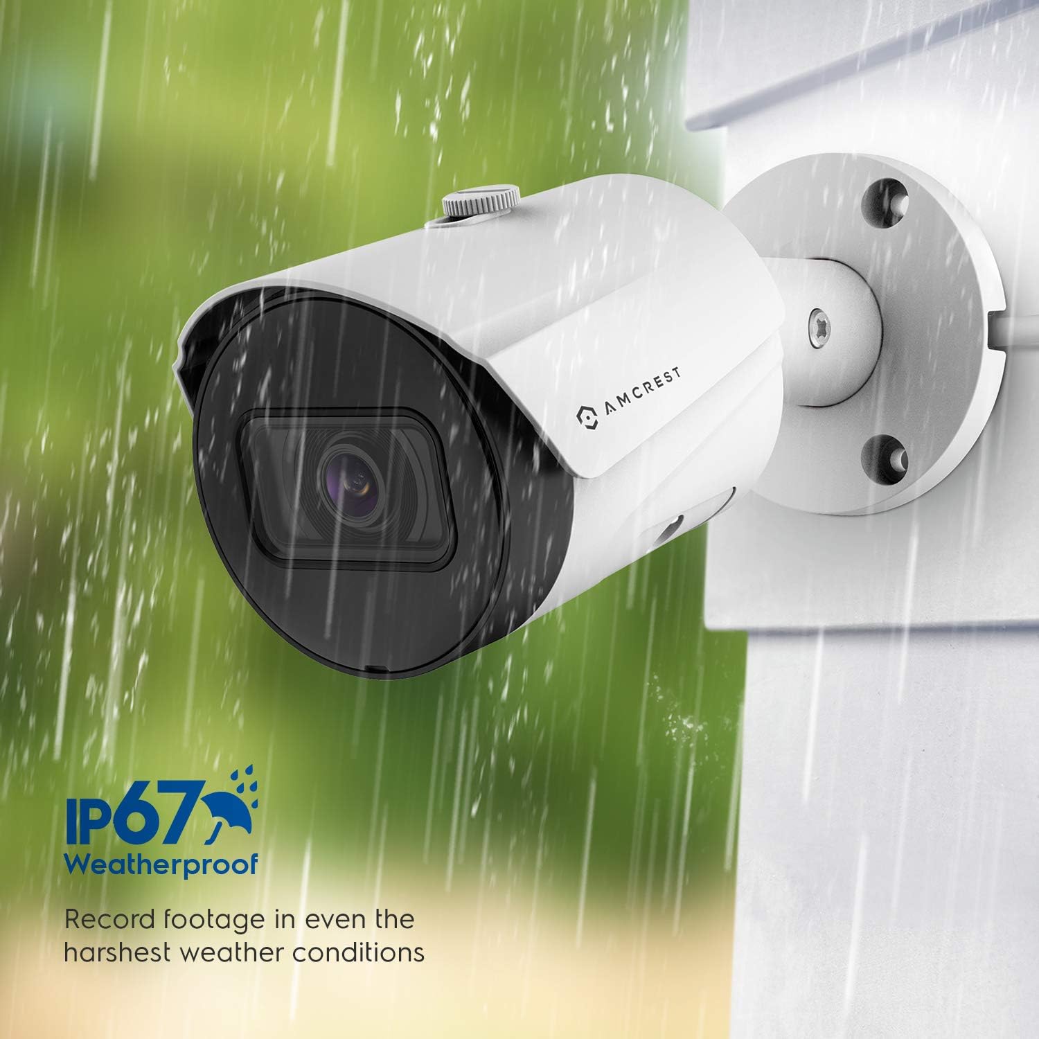 Amcrest 5MP Security Camera System, 4K 8CH PoE NVR, (4) x 5-Megapixel 2.8mm Wide Angle Lens Weatherproof Metal Bullet POE IP Cameras, Pre-Installed 2TB Hard Drive, NV4108E-IP5M-B1186EW4-2TB (White)