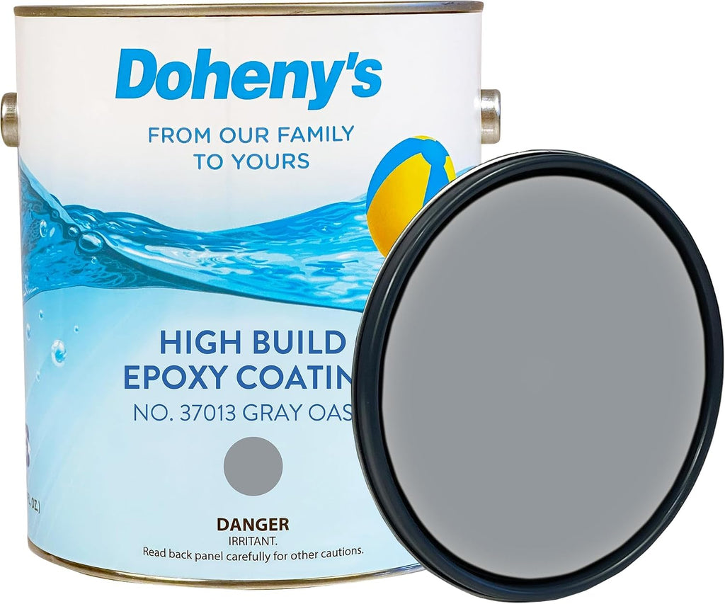 Doheny's Pro-Grade High Build Self-Priming Epoxy Swimming Pool Paint | Formulated for Excellent Stain, Chemical, and Abrasion Resistance | VOC Compliant (Gray Oasis)