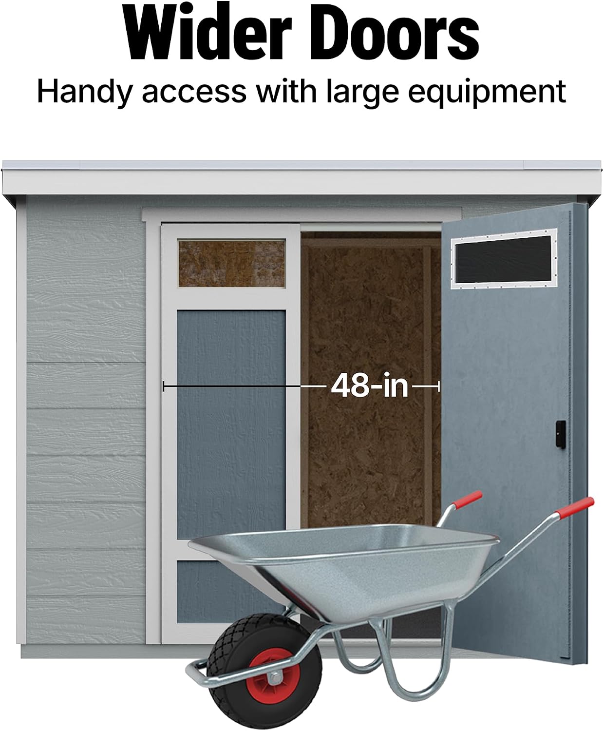 Handy Home Products Highland 8x6 Modern Wooden Storage Shed with Floor Kit and Palram roof- Does not Include Paint