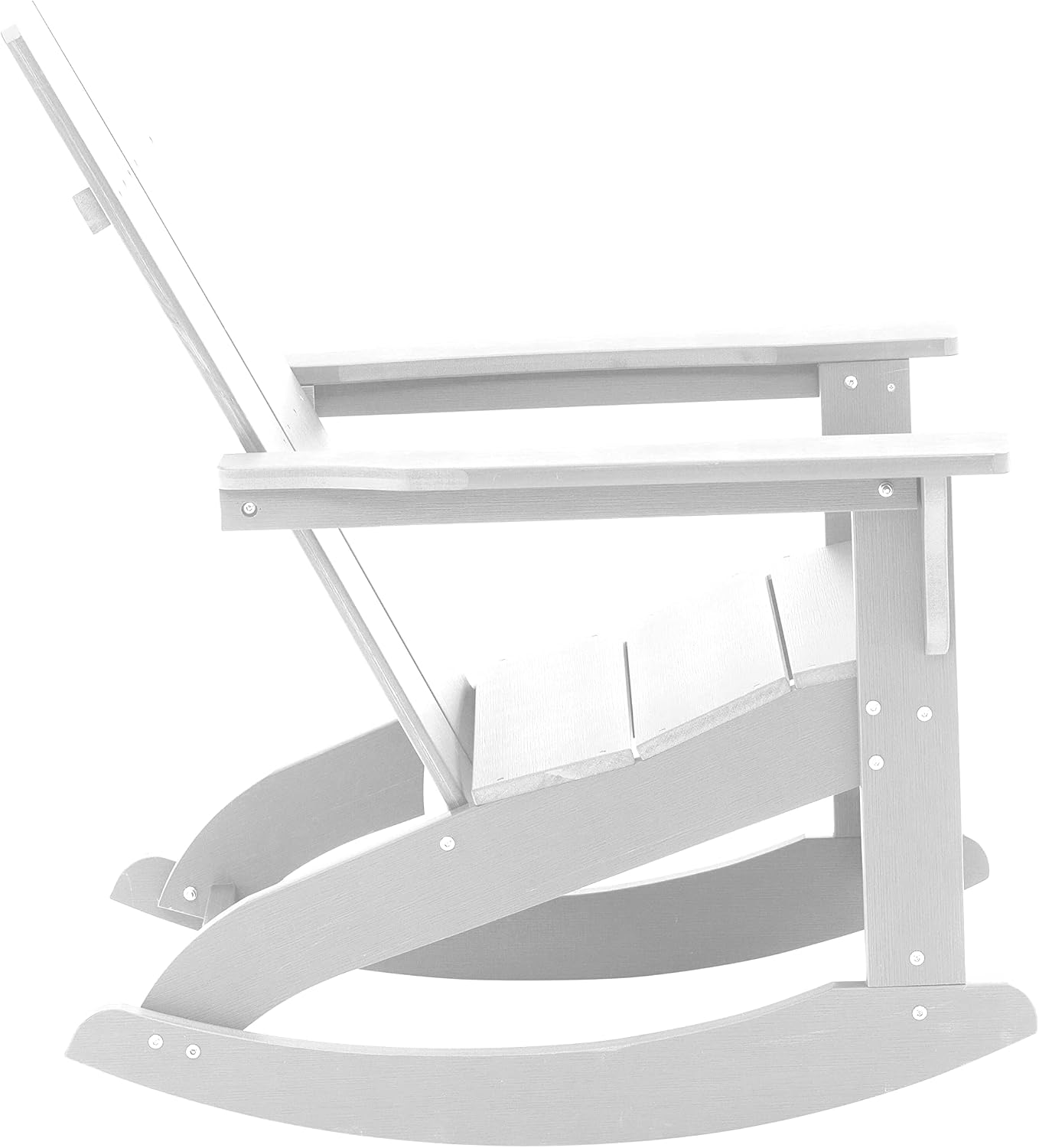 EMMA + OLIVER Harmon Adirondack Rocking Chair - White Poly Resin - Suitable for Indoor/Outdoor Use - All Weather Materials - Easy Assembly - 350 lb. Weight Capacity
