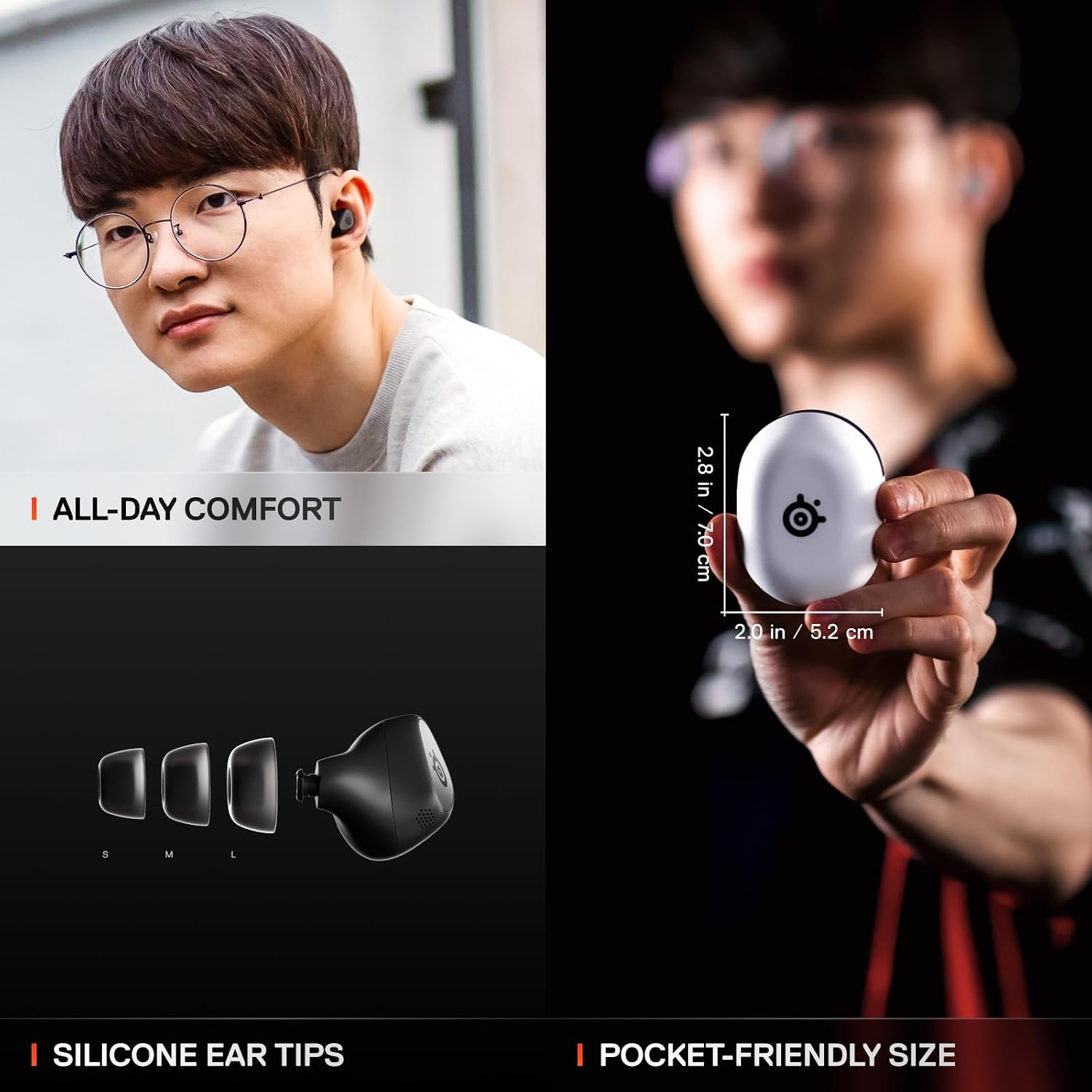 SteelSeries Arctis GameBuds for PlayStation/PC/Switch/Mobile — 2.4GHz + Bluetooth 5.3 Earbuds — ANC — Mobile App Sound Presets — Water Resistant IP55 — 40H Battery with Qi Charging Case - Black