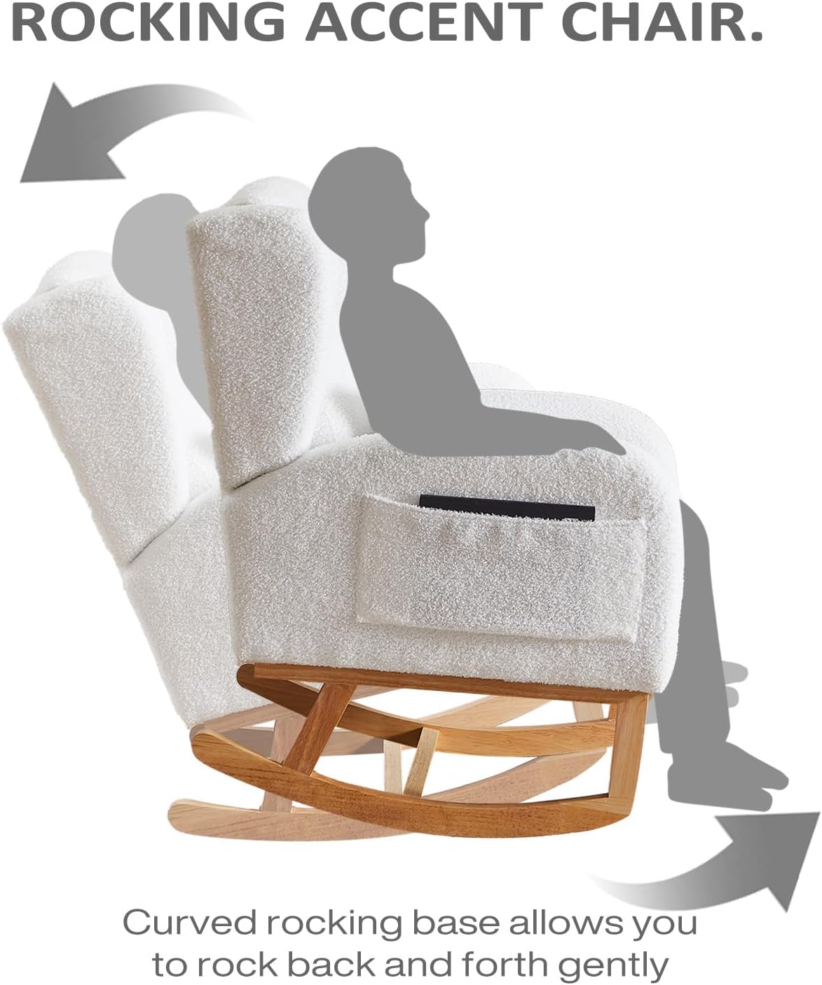 MYFUNSHOP Nursery Rocking Chair Glider – Classic Rocker with Comfortable Cushioning & Smooth Motion for Bedroom