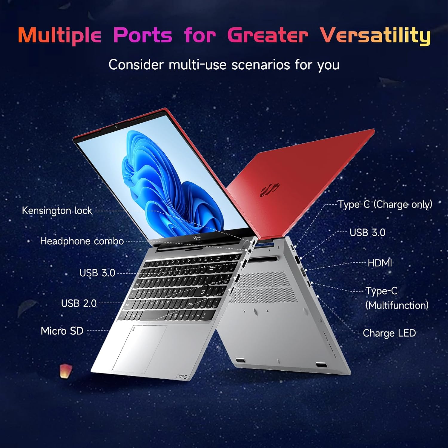 NIMO-Laptop 15.6 Student-Laptop, Intel 12th Generation Processors, 8GB RAM 256GB SSD, Backlit Keyboard Fingerprint FHD Laptop Wi-Fi 6 Windows 11 Laptop for School Home Travel