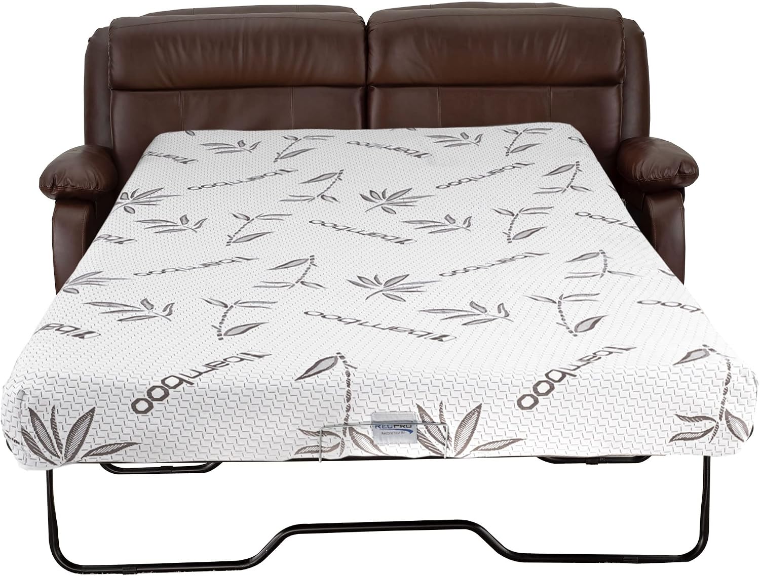 RecPro Charles Collection | 65' RV Hide A Bed Loveseat | Memory Foam Mattress | Sleeper Sofa | Pull Out Couch | RV Furniture | Slideout | Mahogany