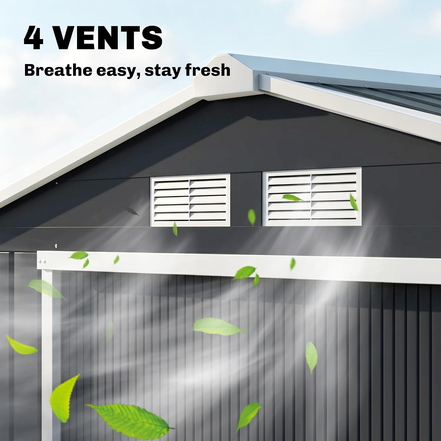 Outsunny 7' x 4' Outdoor Storage Shed, Garden Tool Metal Shed with Foundation Kit, Double Lockable Door, Air Vents and Sloping Roof, for Backyard, Patio, Lawn, Dark Gray