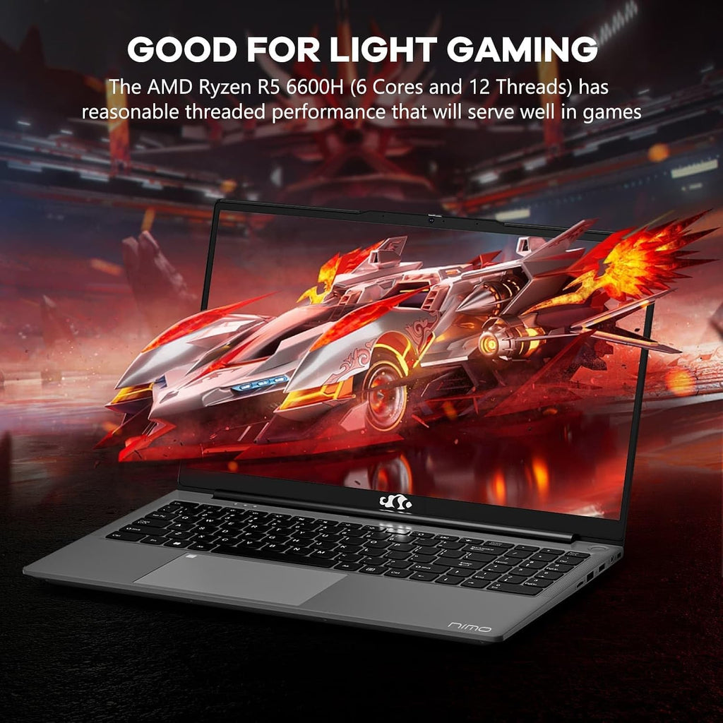 NIMO 15.6' IPS FHD-Gaming-Laptop, 6 Cores AMD Ryzen 5 6600H 32GB DDR5 RAM 1TB SSD (Beat i7-1165G7, Up to 4.5GHz) AMD Radeon 660M GPU-Computer with 100W GaN Type-C Backlit Keyboard Fingerprint Win 11