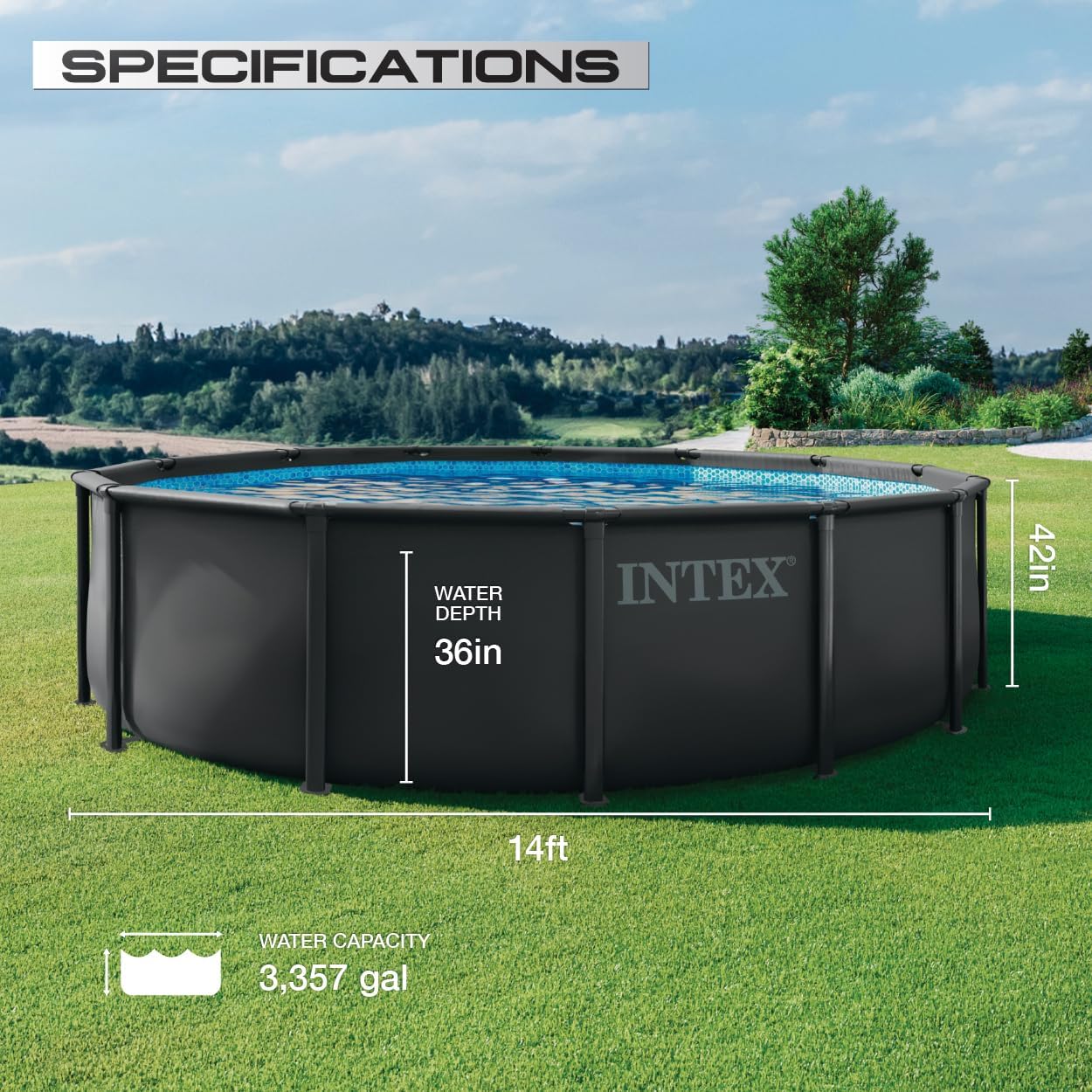 INTEX 26309MZ 14ft x 42in Ultra XTR Frame Deluxe Above Ground Swimming Pool Set with 925 GPH Sand Filter Pump, Removable Ladder, Ground Cloth, Pool Cover, SuperTough, Puncture and Rust Resistant