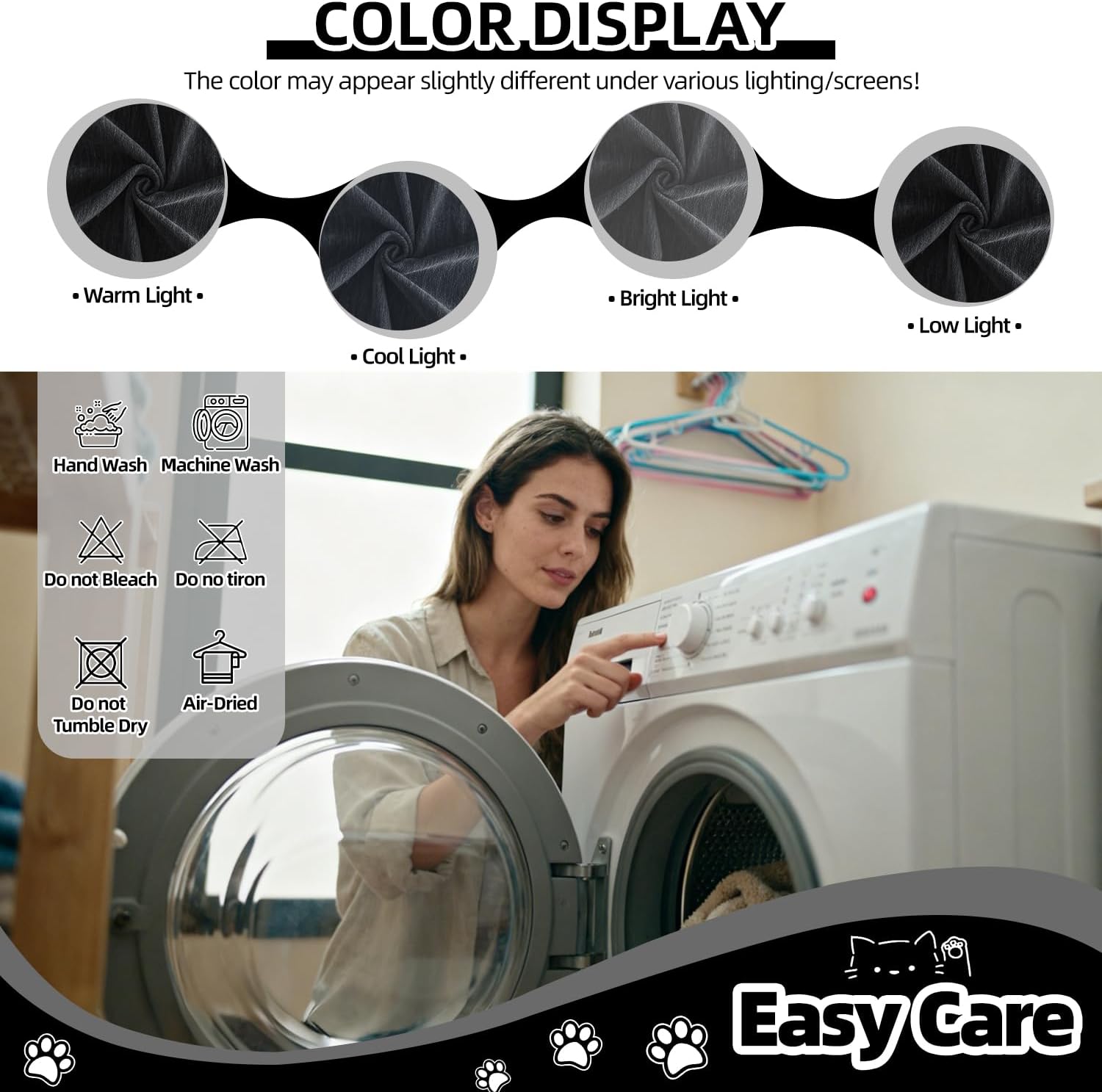 1OO% Waterproof Corner Sectional Couch Covers L Shape Chenille Sectional Sofa Cover with Tassel Soft Thick Washable Sofa Slipcover Furniture Protector for Dogs Pets (91' x 276', Dark Black)