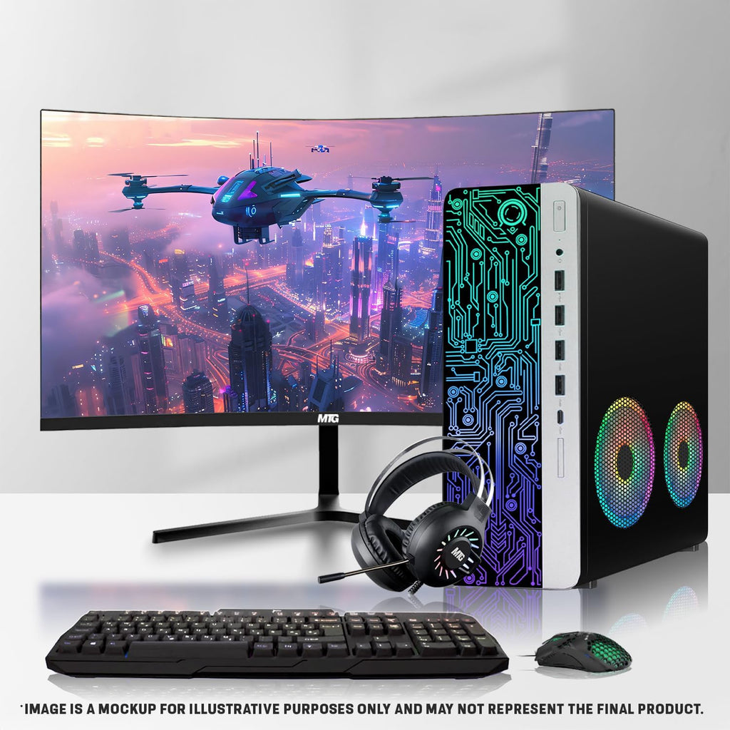 HP Gaming PC Desktop Computer – AMD Pro A10-9700,RX 550 Graphics,16GB RAM,512GB SSD,Dual 27 Inch Curved Monitor,RGB Keyboard with AI Copilot,Mouse,2X ARGB Fan WiFi,RGB Headphone,Windows 11(Renewed)