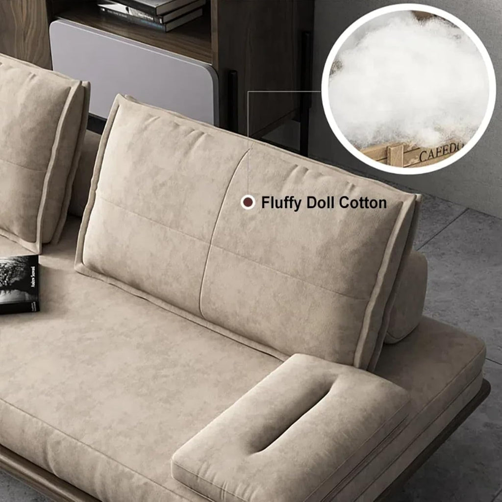 homary Modern Pull Out Sofa Bed - Khaki Convertible Couch, 78.7'' Mid Century Wood with Cotton & Linen
