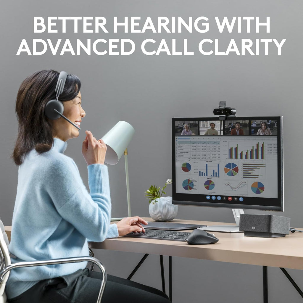 Logitech Zone Wireless 2 Premium Noise Canceling Headset with Hybrid ANC, Bluetooth, USB-C, USB-A, Certified for Zoom, Google Meet, Google Voice, Fast Pair, Engineered for Intel Evo laptops, Graphite