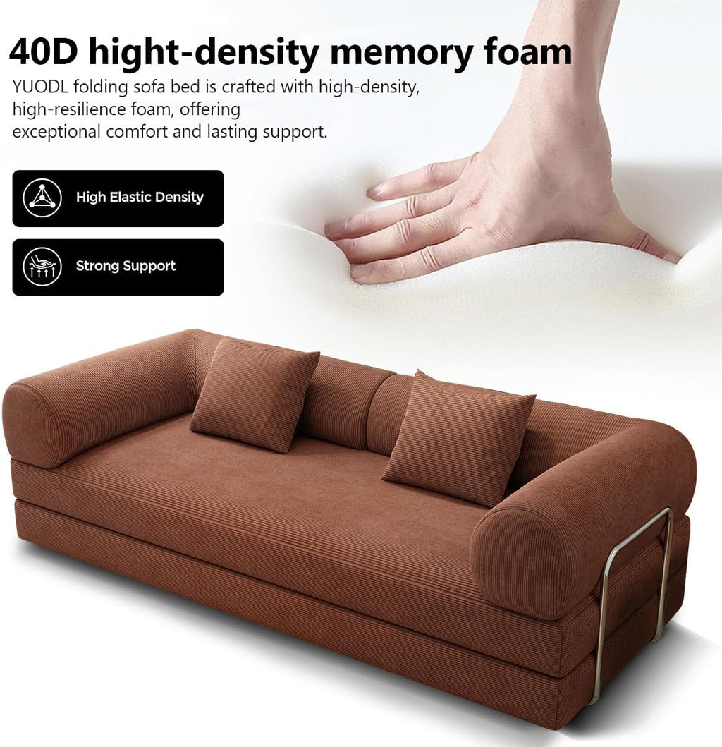 78.8' Modular Sofa Bed - 4-in-1 Convertible Design with Corduroy Fabric and High Density Sponge, Removable Cover and Fixed Frame