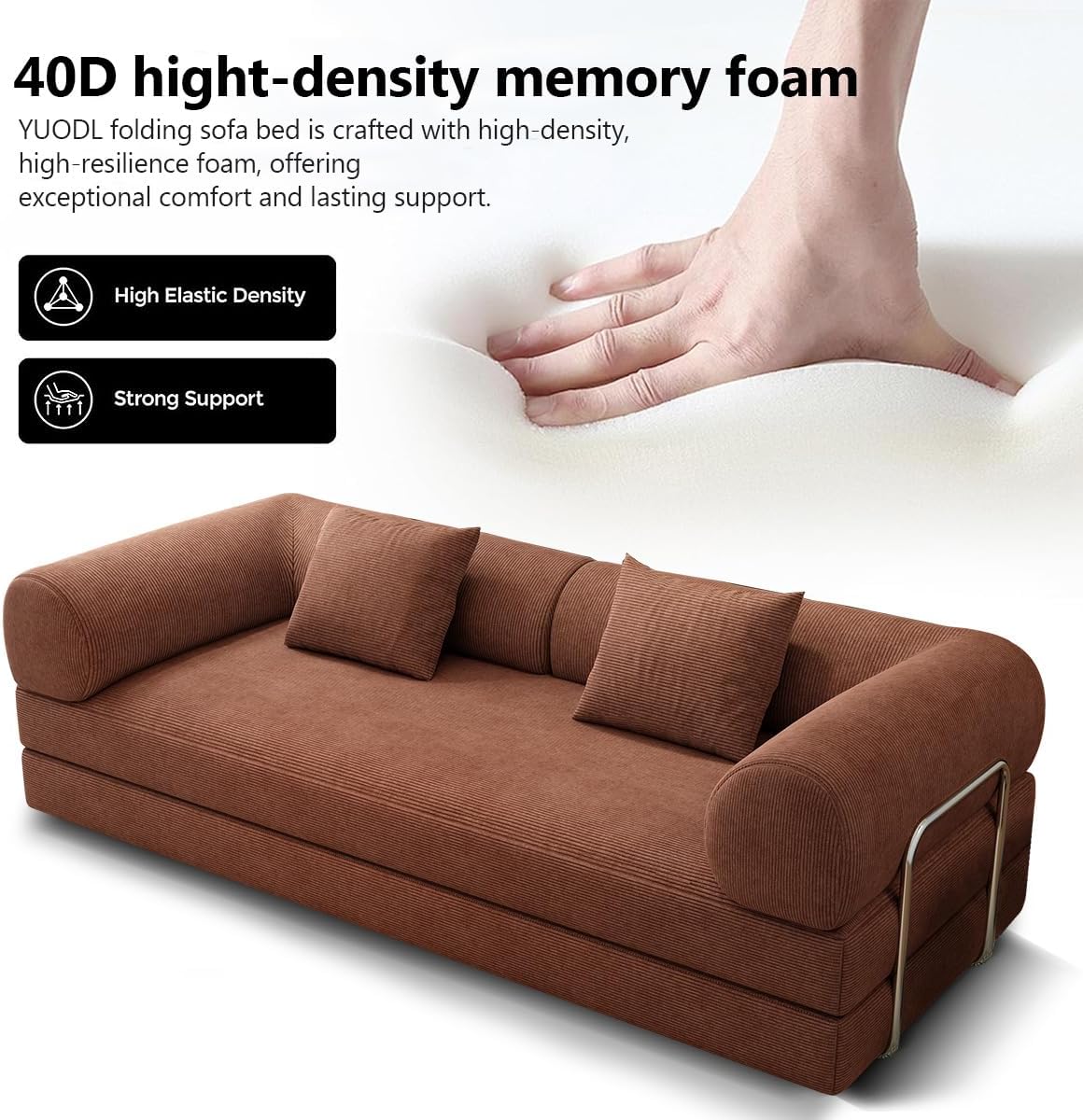 78.8' Modular Sofa Bed - 4-in-1 Convertible Design with Corduroy Fabric and High Density Sponge, Removable Cover and Fixed Frame