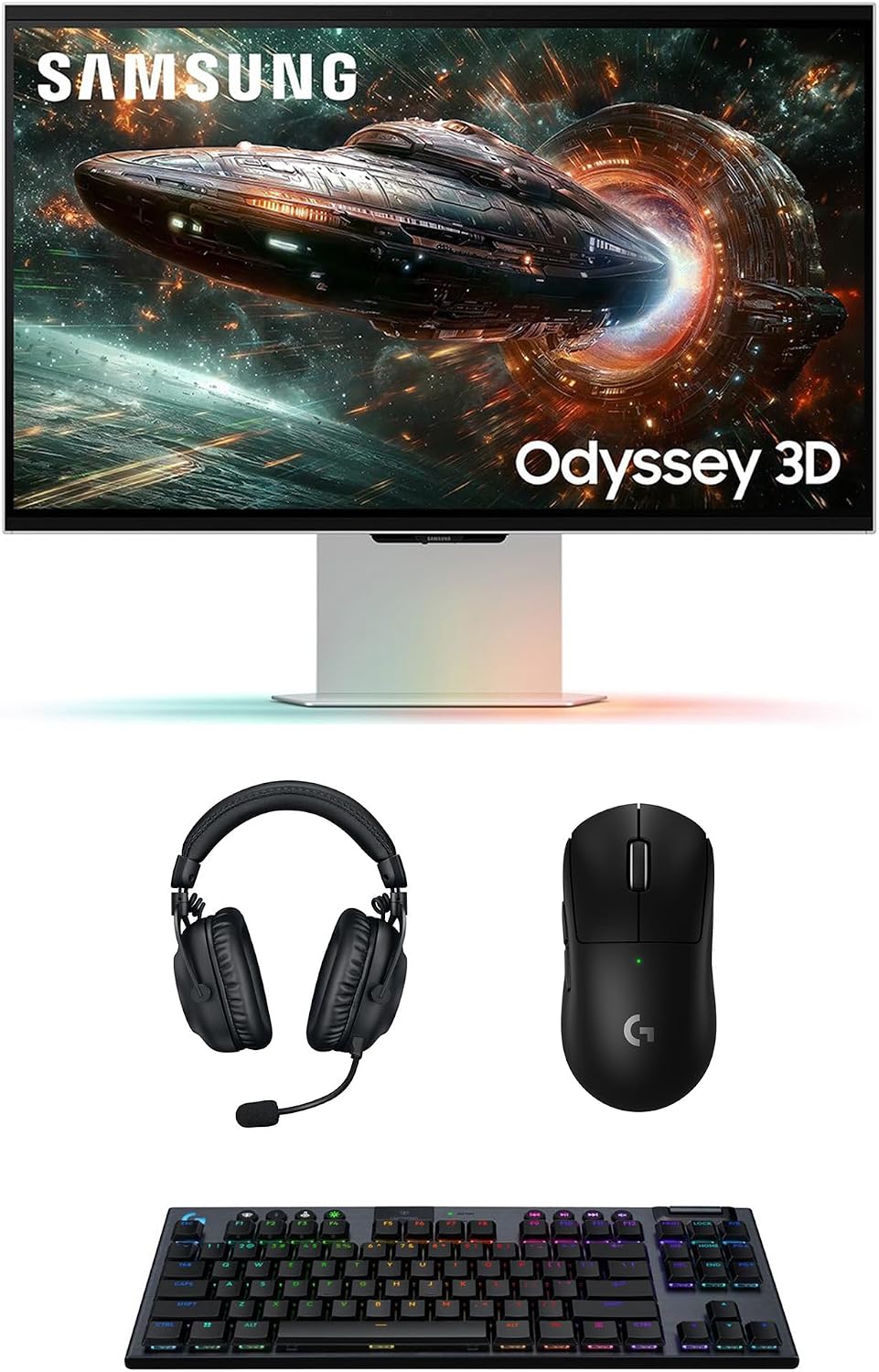 Samsung LS27FG900XNXZA G90XF 27' Odyssey 3D 4K 165Hz Gaming Monitor with PRO-X-2-LIGHTSPEED Headset, G915 Keyboard, and PRO-X-2-SUPERLIGHT Mouse (2025)