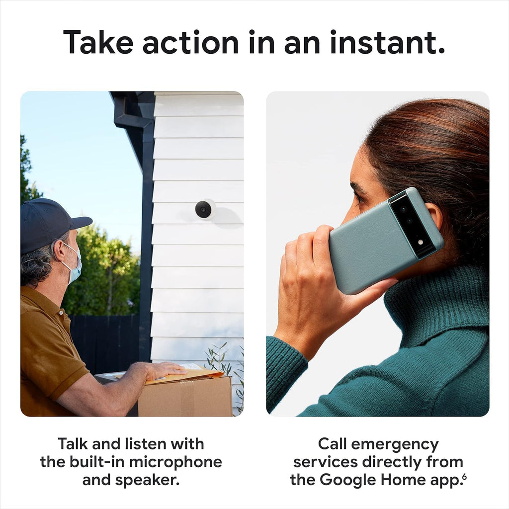 Google Nest Cam G3AL9 Indoor/Outdoor Security Camera – Wireless, Battery-Powered, 1080p HDR Video, Night Vision, 2-Way Audio, Smart Alerts, Weather-Resistant, Bulk Packaging