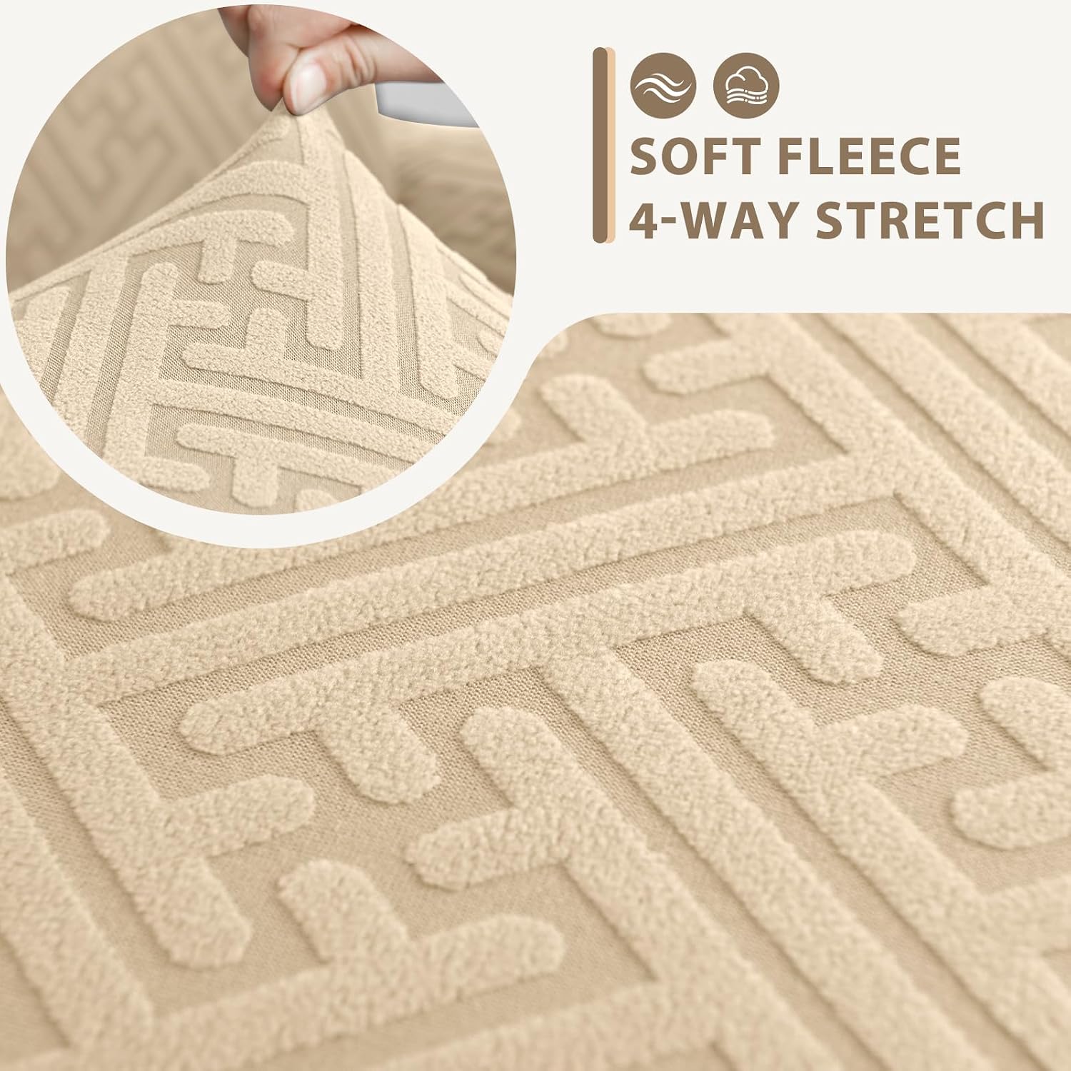 Sectional Couch Covers L Shape Sofa Cover 1-Piece Stretch Corner Couch Covers Non Slip Washable Sofa Slipcovers Soft Fleece Furniture Protector for Dogs Pet (X-Large, Beige)
