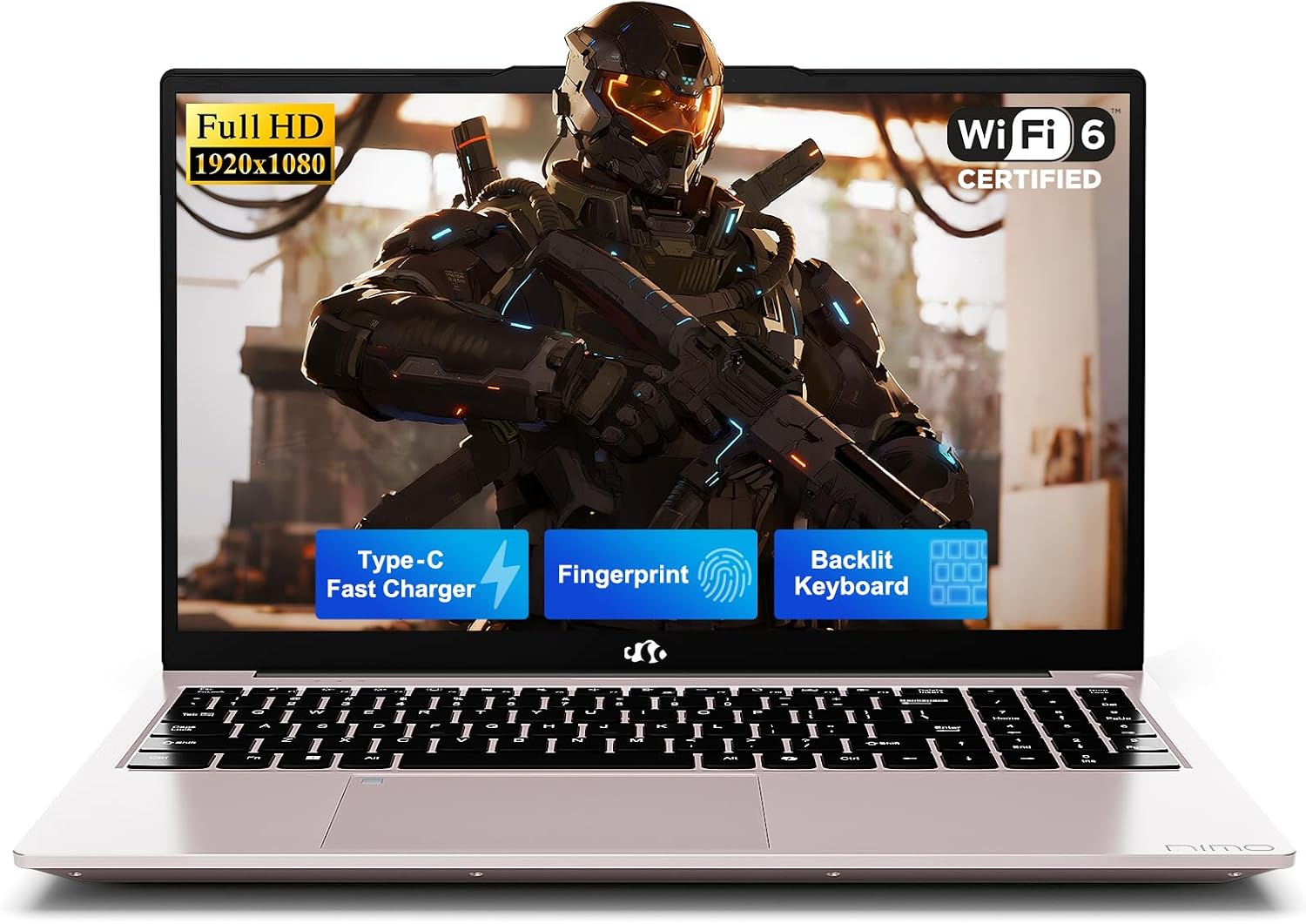 NIMO 15.6' IPS FHD-Student-Laptop, 16GB RAM 1TB SSD Intel N150(Beat i3-10110U, Up to 3.6GHz) Computer with 65W Type-C, Fingerprint, Backlit Keyboard, Wi-Fi 6, BT5.2, for Business and Home