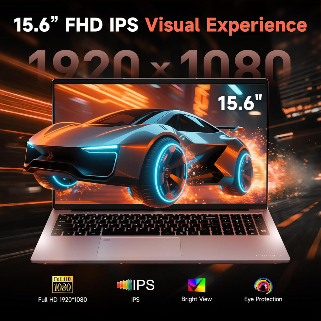 NIMO 2026 Laptop 15.6' FHD – AMD Ryzen 7 7735HS 8C/16T, Radeon 680M, 32GB DDR5, 1TB NVMe SSD, Backlit Keyboard, Fingerprint Unlock, 100W USB-C PD – Ideal for Students, Professionals, Creators