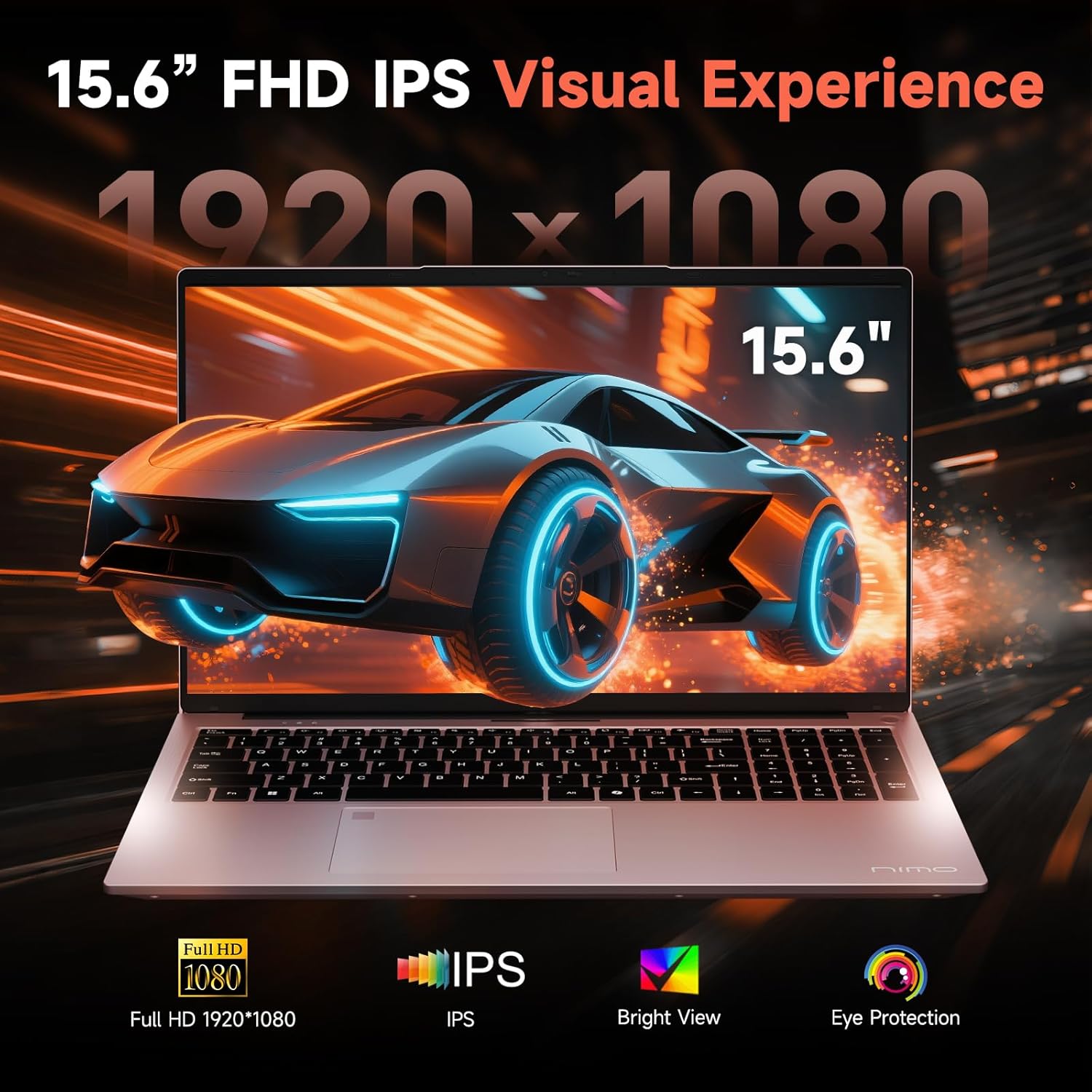 NIMO 2026 Laptop 15.6' FHD – AMD Ryzen 7 7735HS 8C/16T, Radeon 680M, 32GB DDR5, 1TB NVMe SSD, Backlit Keyboard, Fingerprint Unlock, 100W USB-C PD – Ideal for Students, Professionals, Creators