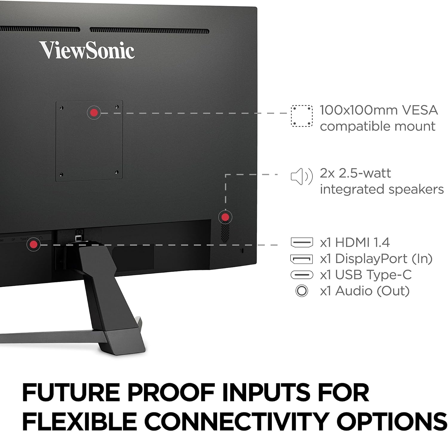 ViewSonic VX3267U-2K 32 Inch 1440p Monitor, IPS Display with 65W USB-C and HDR10 for Ultimate Home Entertainment, Eye Care Technology, Ultra-Thin Bezels, HDMI, and DisplayPort Inputs