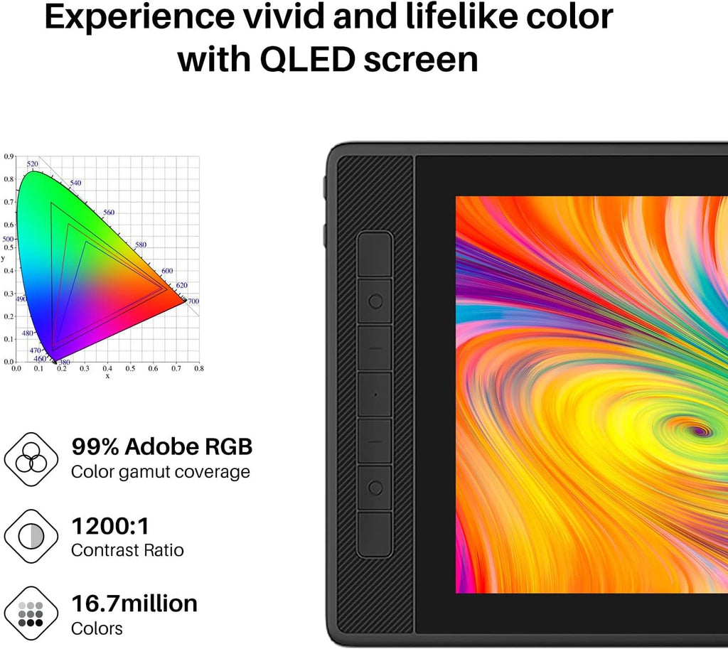 HUION Kamvas Pro 13 2.5K QHD Graphics Monitor Drawing Tablet with Screen QLED Full Lamination Battery-Free Stylus PW517 for Windows PC, Mac, Android, 13.3inch Digital Drawing Tablet Pen Display