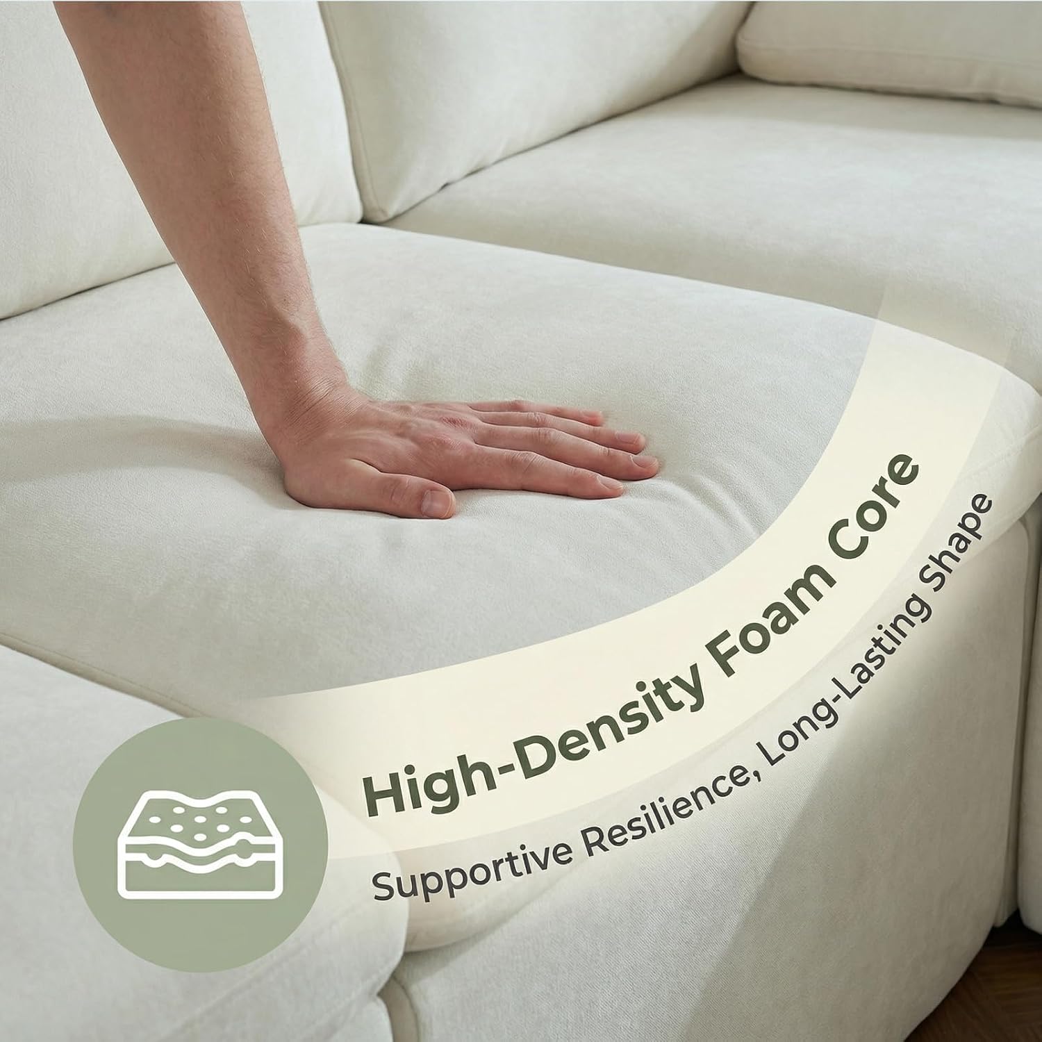 Nigoone 108' Sectional Couches for Living Room, Modular Cloud Sofa with Ottoman, Memory Foam Boneless L Shaped Couch, Adjustable Sofa Backrest, 4 Eater, Warm White | Breathable Material, Deep Seat, High-Resilience Foam