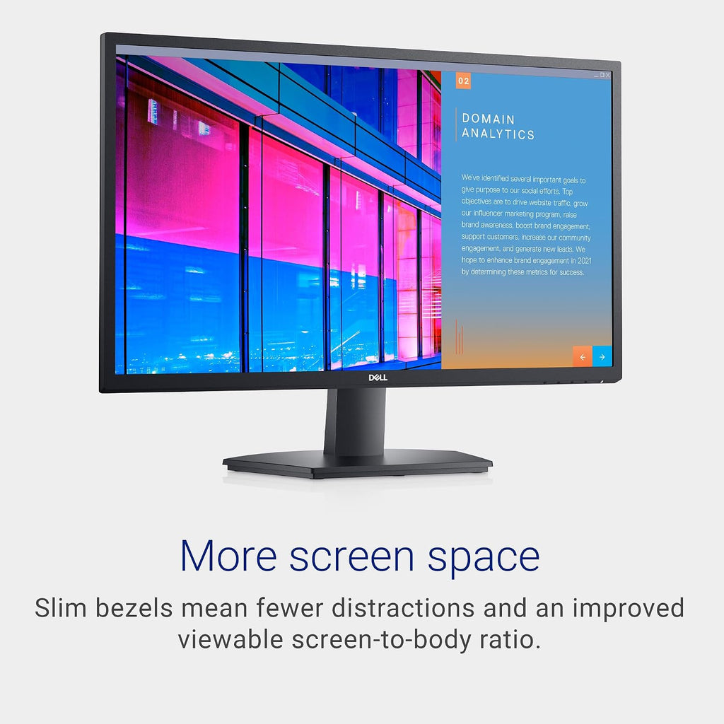 Dell SE2722H Monitor - 27-inch Full HD (1920 x 1080) 60Hz 8ms Display, HDMI/VGA Connectivity, AMD FreeSync Technology, Tilt Adjustability - Black
