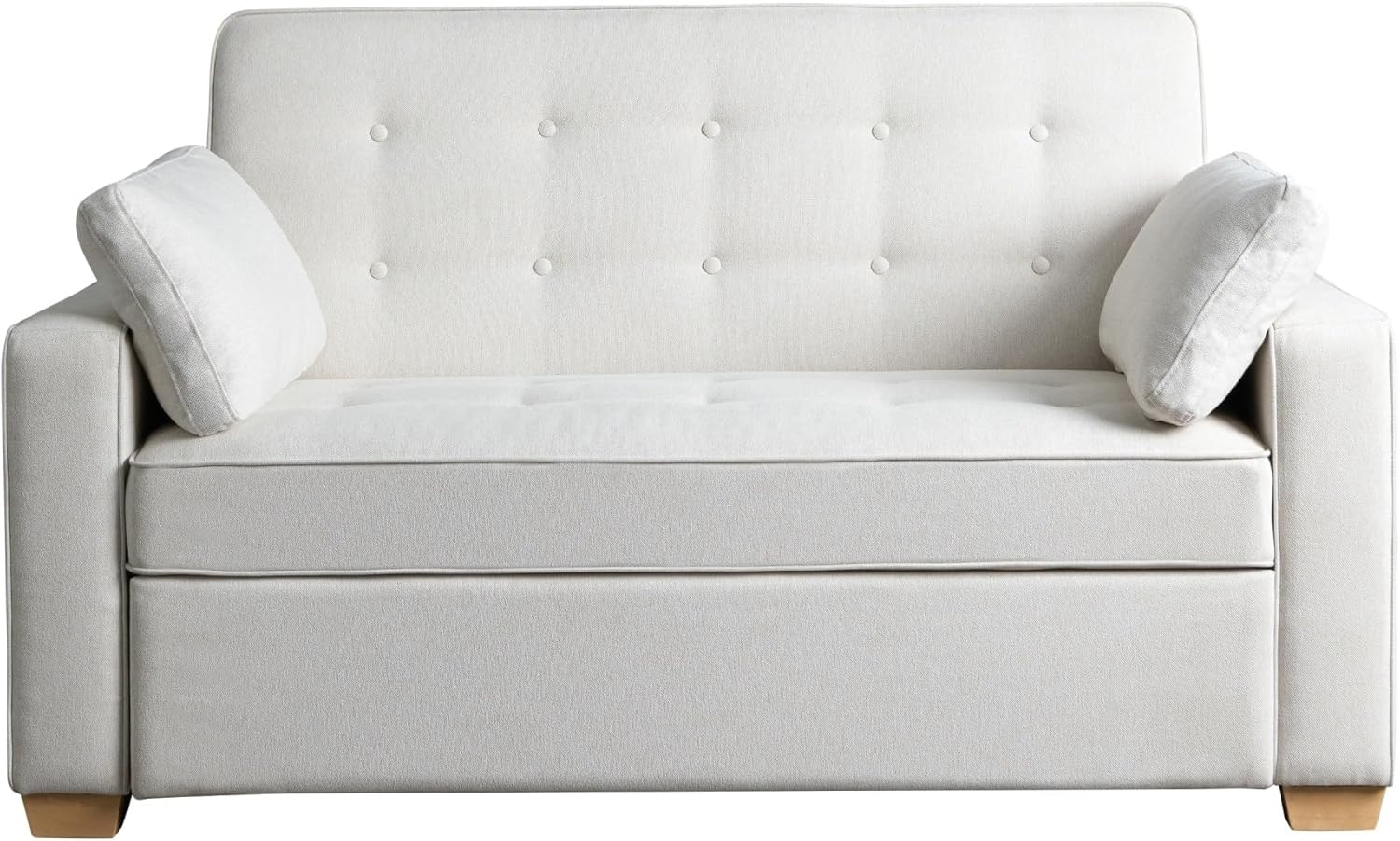 Serta Ainsley 66.5' Convertible Sleeper Loveseat, Full Size, Dreamcoil Comfort, Soft Woven Fabric, Oyster