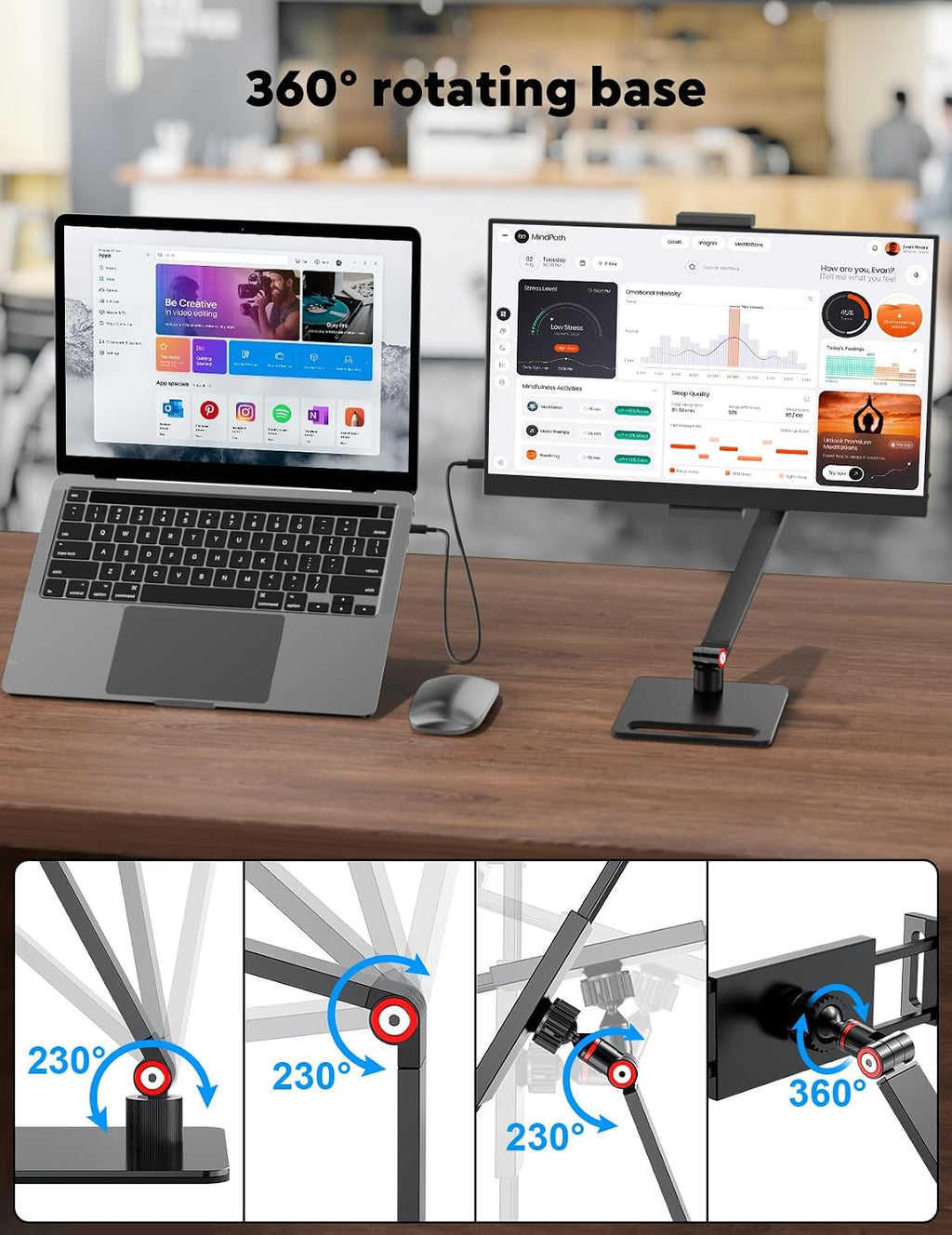 15.6' Portable Monitor with Adjustable Stand, 1080P FHD IPS Screen Extender, USB-C/HDMI Port, Ultra Slim Travel Monitor with Eye Protection, Plug and Play for Laptop/PC/Mac/Android/Switch/PS5
