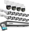 ZOSI 16 Channel 4K PoE Security Camera System with AI Face Person Vehicle Detection, 16 x 5MP 3K Outdoor Bullet PT PoE IP Cameras, 2-Way Audio, Spotlight, 5X Digital Zoom, 4TB HDD for 24/7 Recording