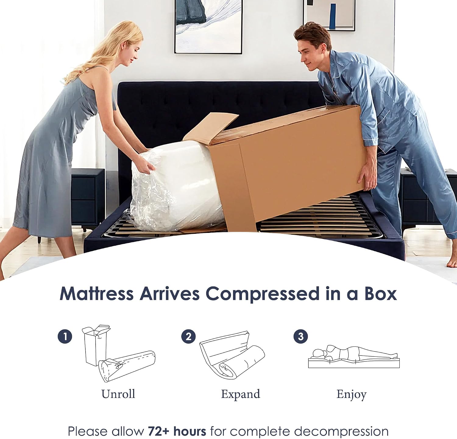 Queen Mattress, 10 Inch Green Tea Gel Memory Foam Mattress Queen, Cooling Gel Infused Mattress for Pressure Relief, Bed in a Box CertiPUR-US Certified & Fiberglass Free, Washable Cover