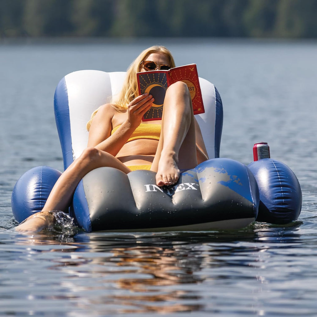 Intex 26373EH Ultra XTR 32ft x 16ft x 52in Above Ground Swimming Pool Set with Sand Filter Pump, Inflatable Lounge Pool Recliners (2-Pack) and Inflatable Cooler