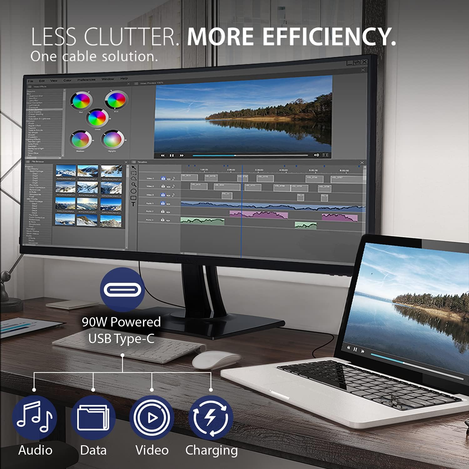 ViewSonic VP3881A 38 Inch WQHD+ ColorPro Monitor, Curved IPS with 100% sRGB and Pantone Validated for Professional Graphic Design, Advanced Ergonomics, 90W USB-C, HDMI, and DisplayPort
